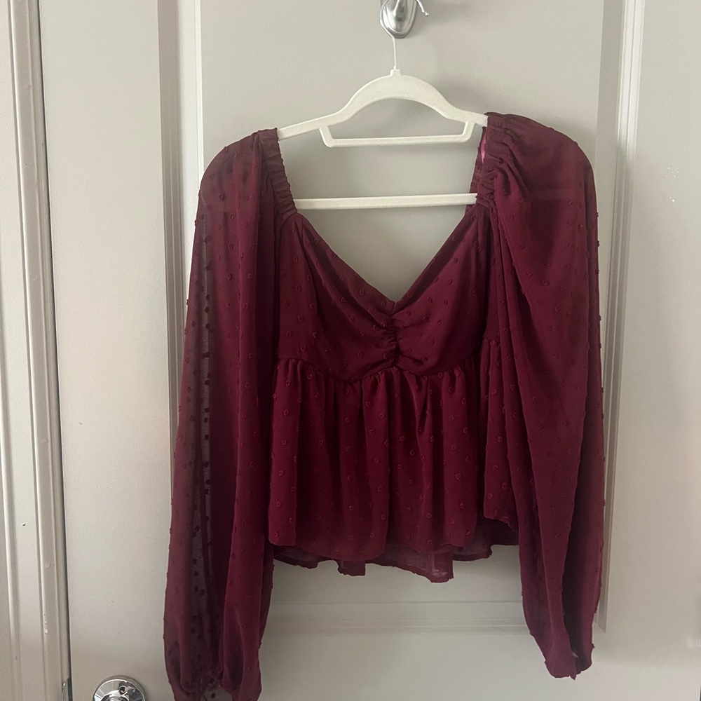 She + Sky Deep Red Blouse